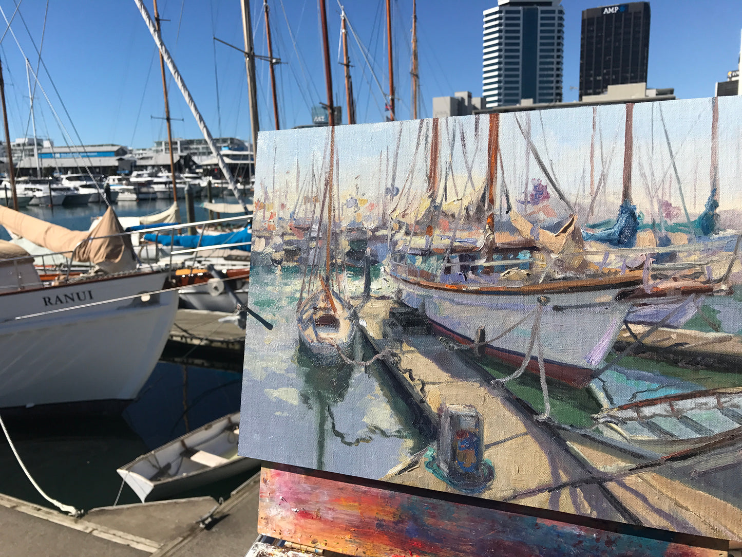 Ranui, Auckland Harbour, plein air oil painting
