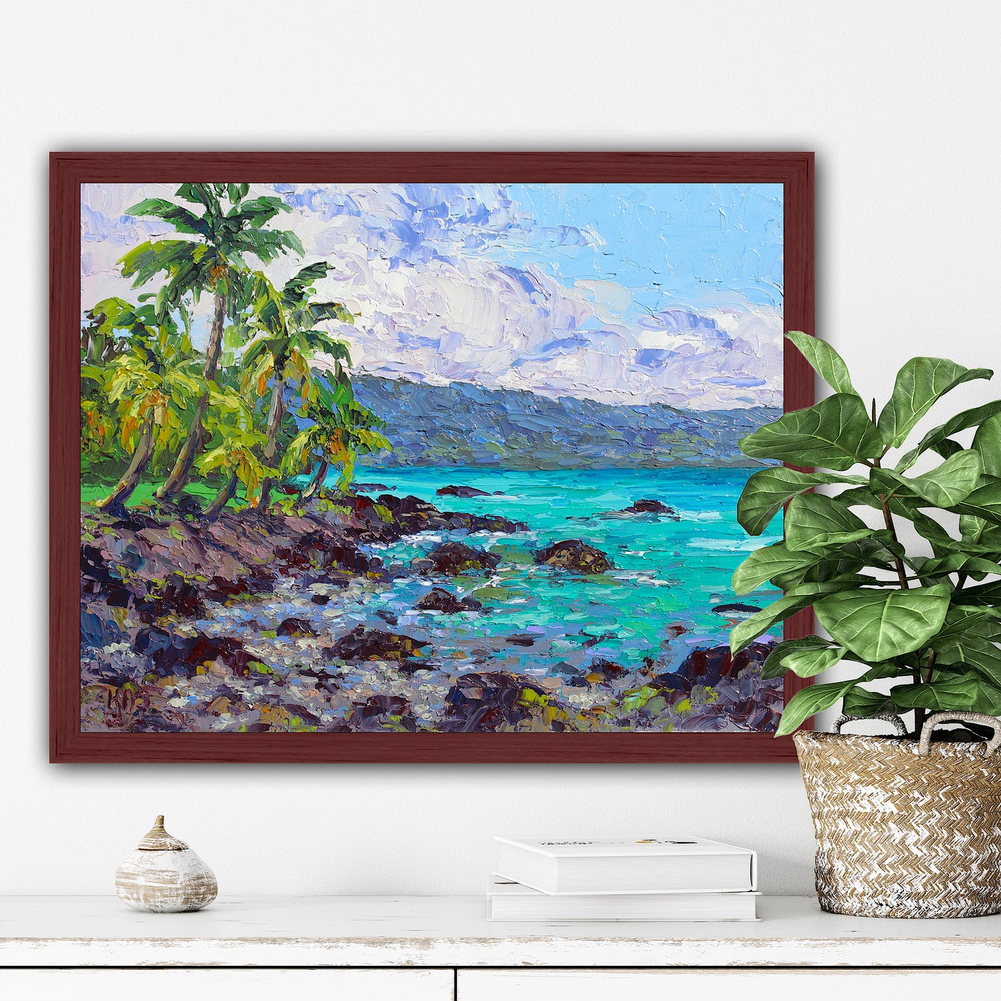 Lava Rock Sea Cove, Hawaii, Original Oil On Canvas