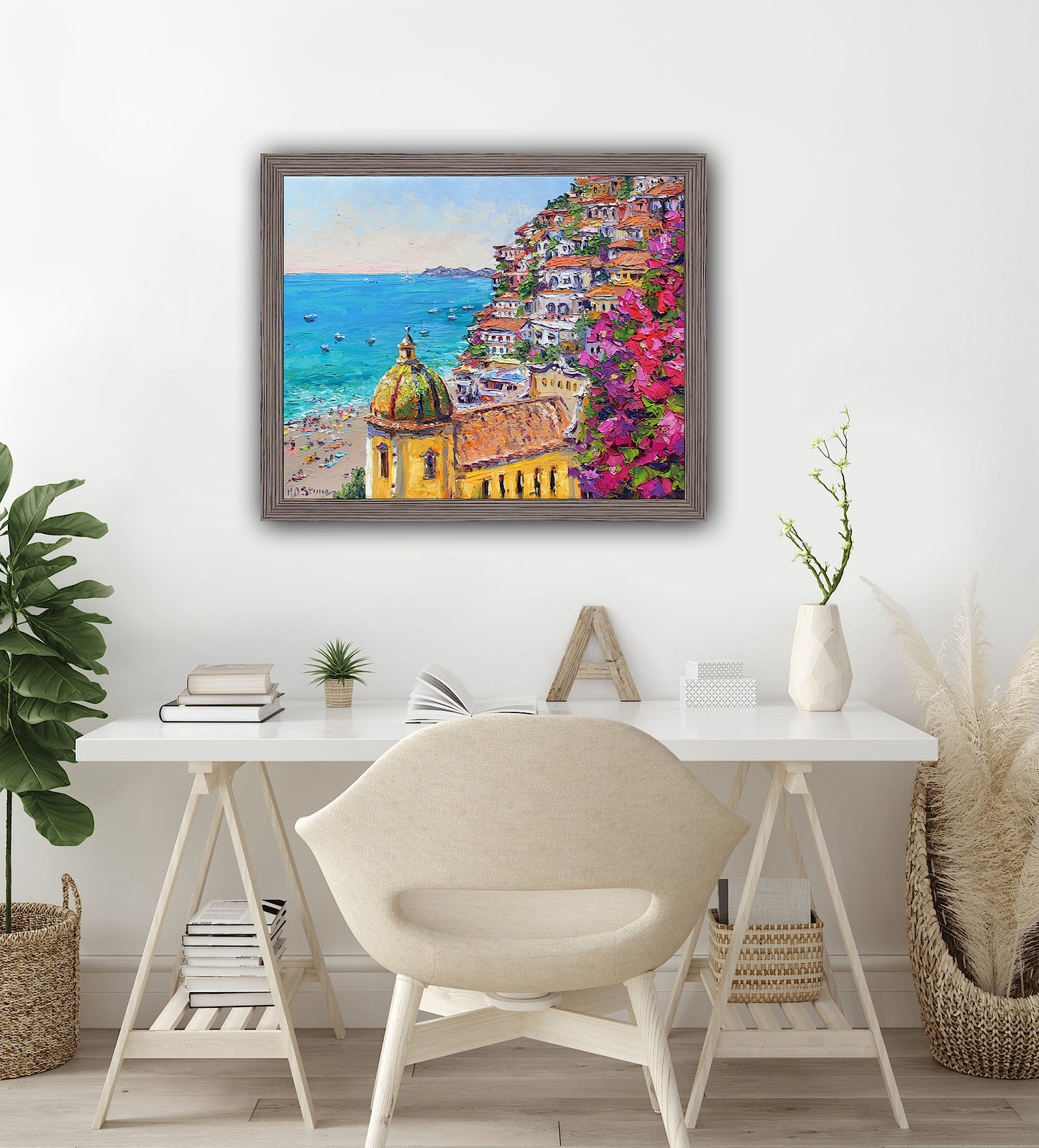 Santa Maria Assunta, Positano, Original Oil Painting