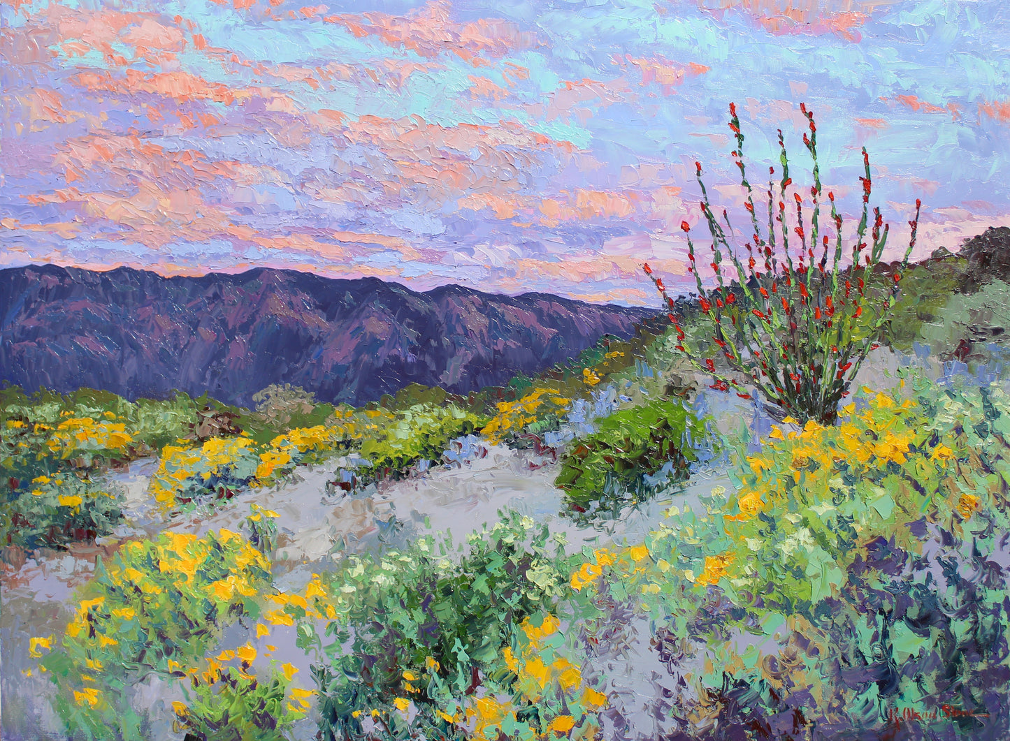 Desert Glow, 30" x 40" Original Desert Landscape Oil On Canvas