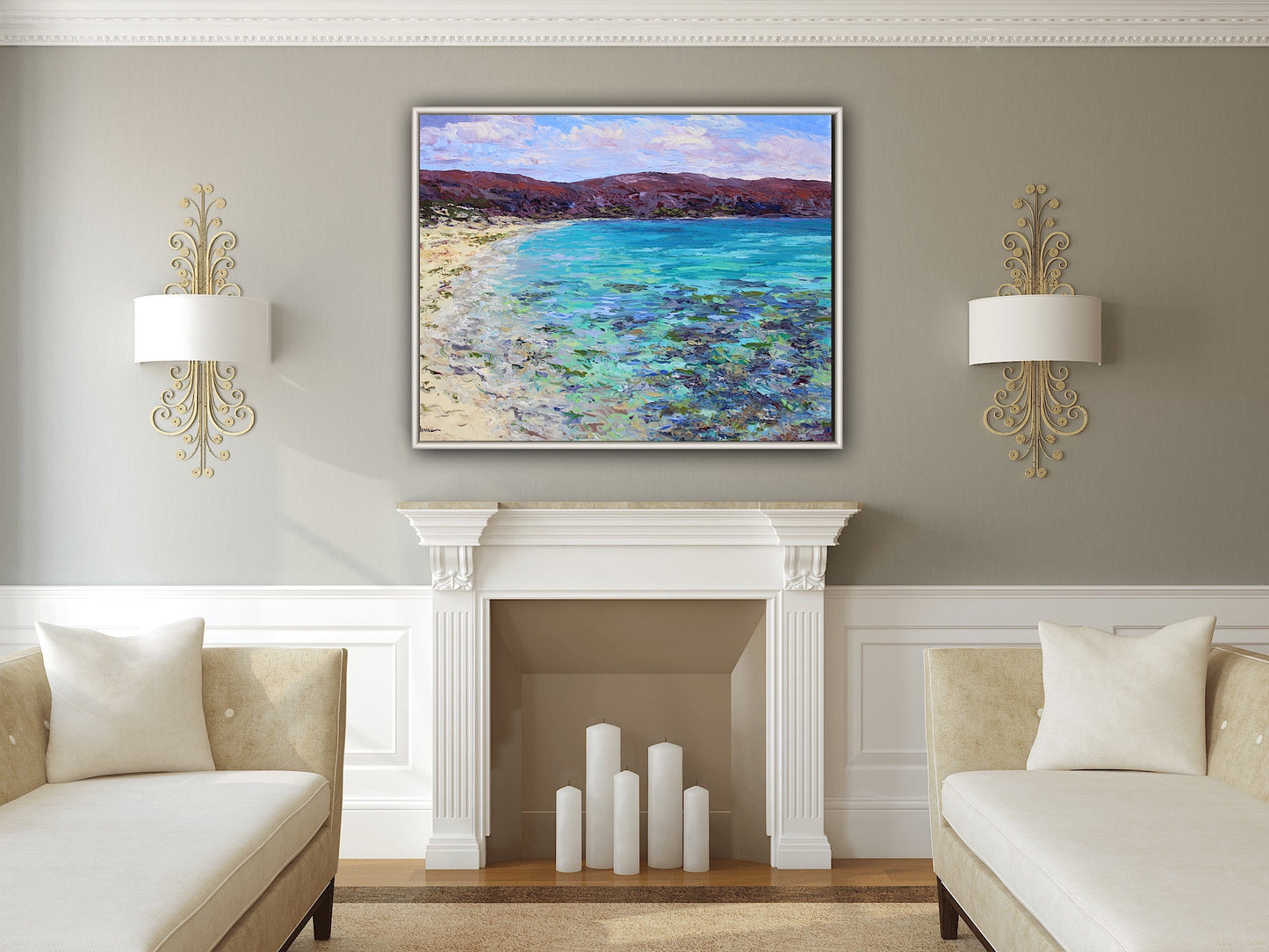 Balandra Bay, A 22" x 28" Original Seascape Oil Painting Of Baja