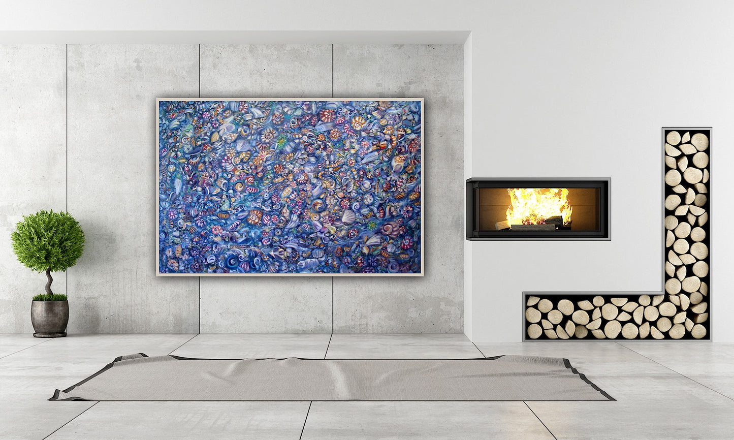 Tide Pool IV, An Original 40" x 60" Highly Detailed Seashell Oil Painting On Canvas