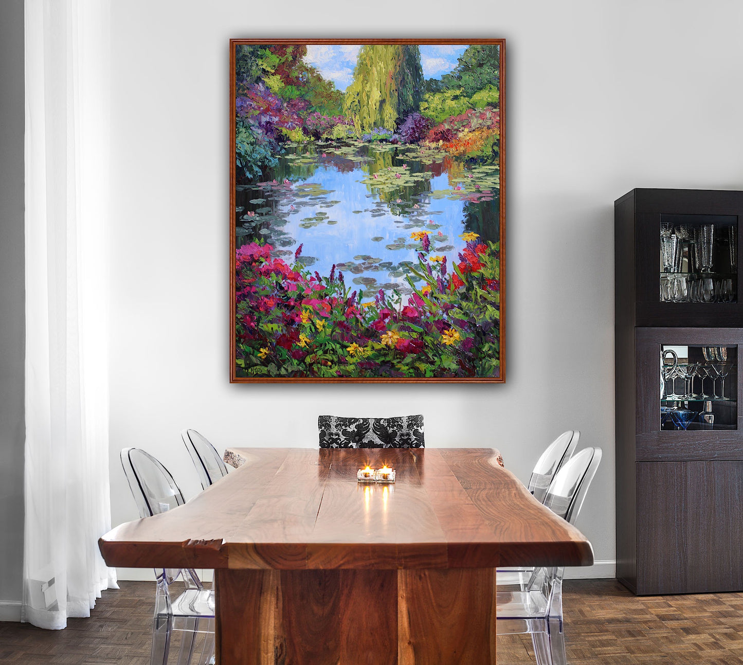 Giverny Gardens, 30" x 24" Garden Landscape Of Monet's Waterlily Pond, Oil On Canvas