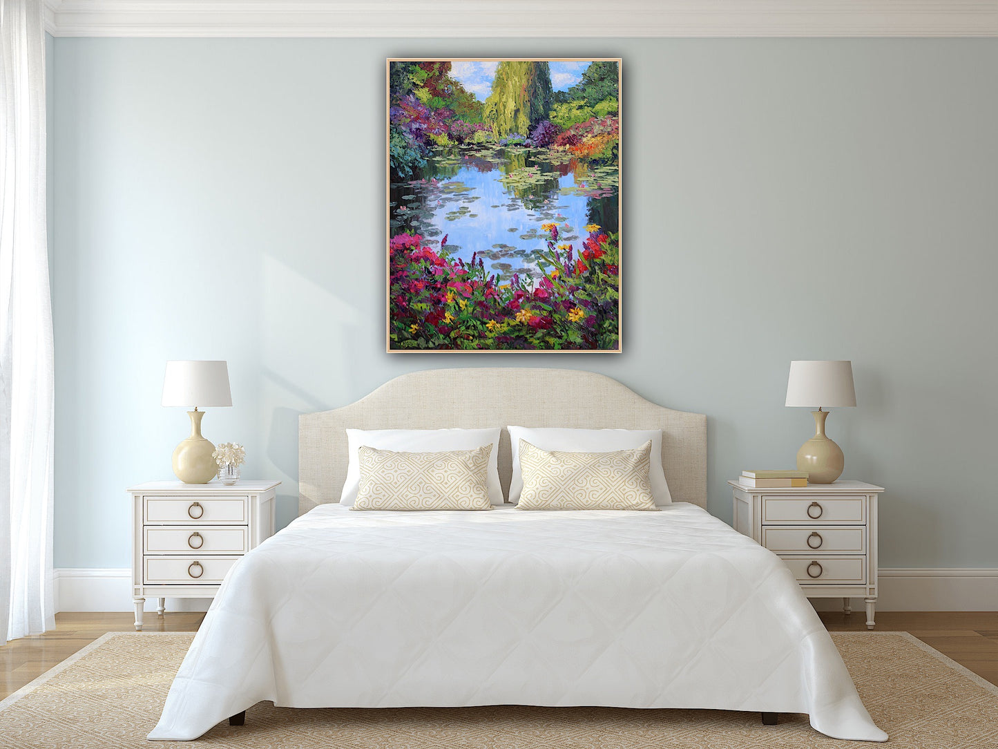 Giverny Gardens, 30" x 24" Garden Landscape Of Monet's Waterlily Pond, Oil On Canvas