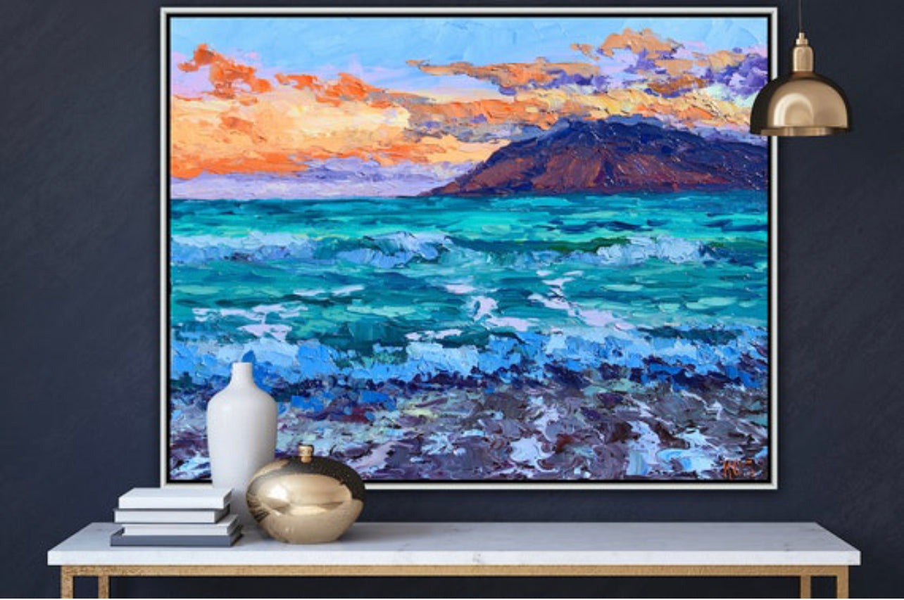 Last Evening On Maui, An 11" x 14" Original Hawaiian Seascape Oil Painting on Canvas Panel