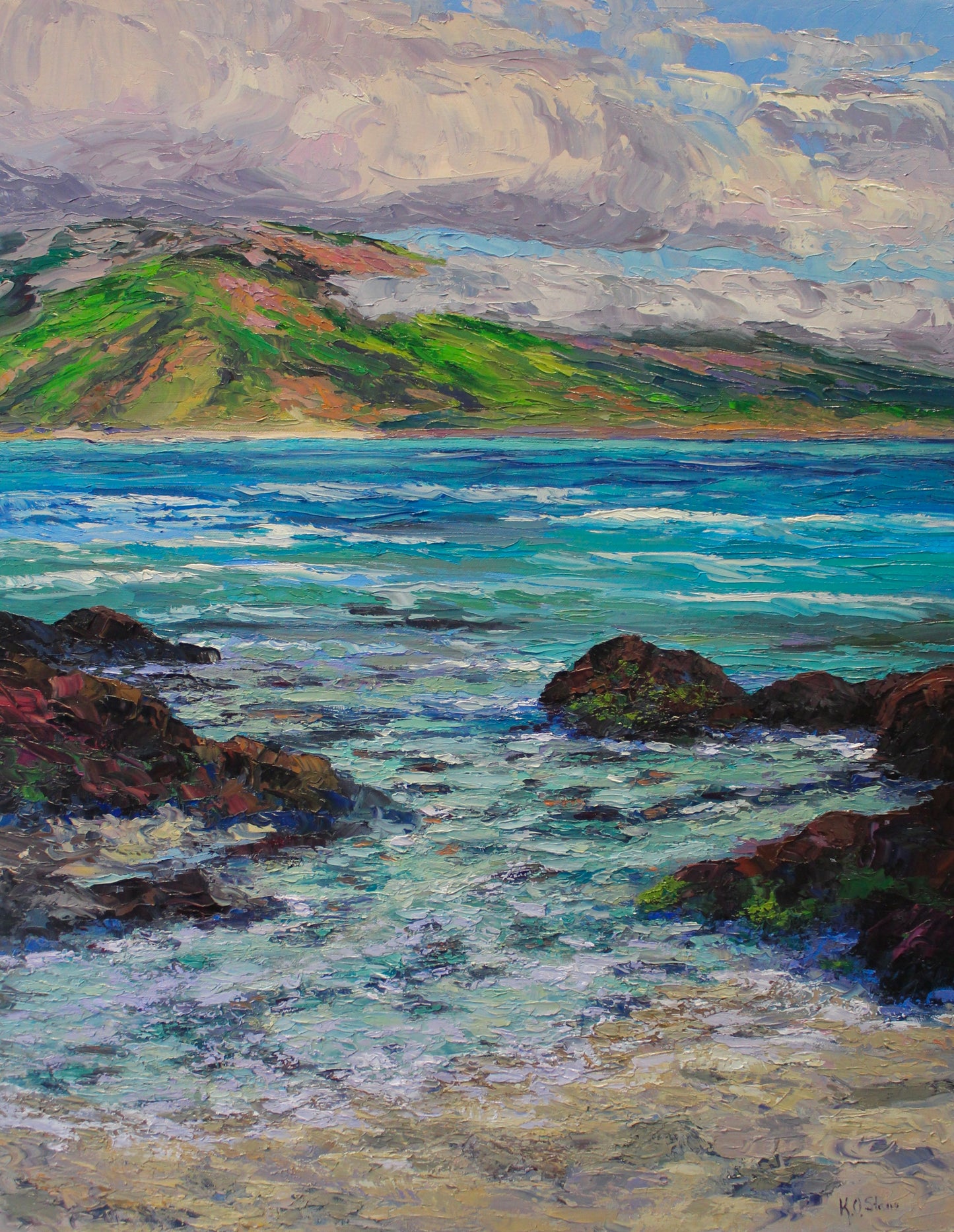 Secret Cove Beach, Maui, An Original 30" x 24"  Hawaiian Seascape Oil Painting On Canvas