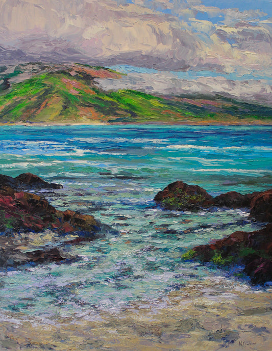 Secret Cove Beach, Maui, An Original 30" x 24"  Hawaiian Seascape Oil Painting On Canvas