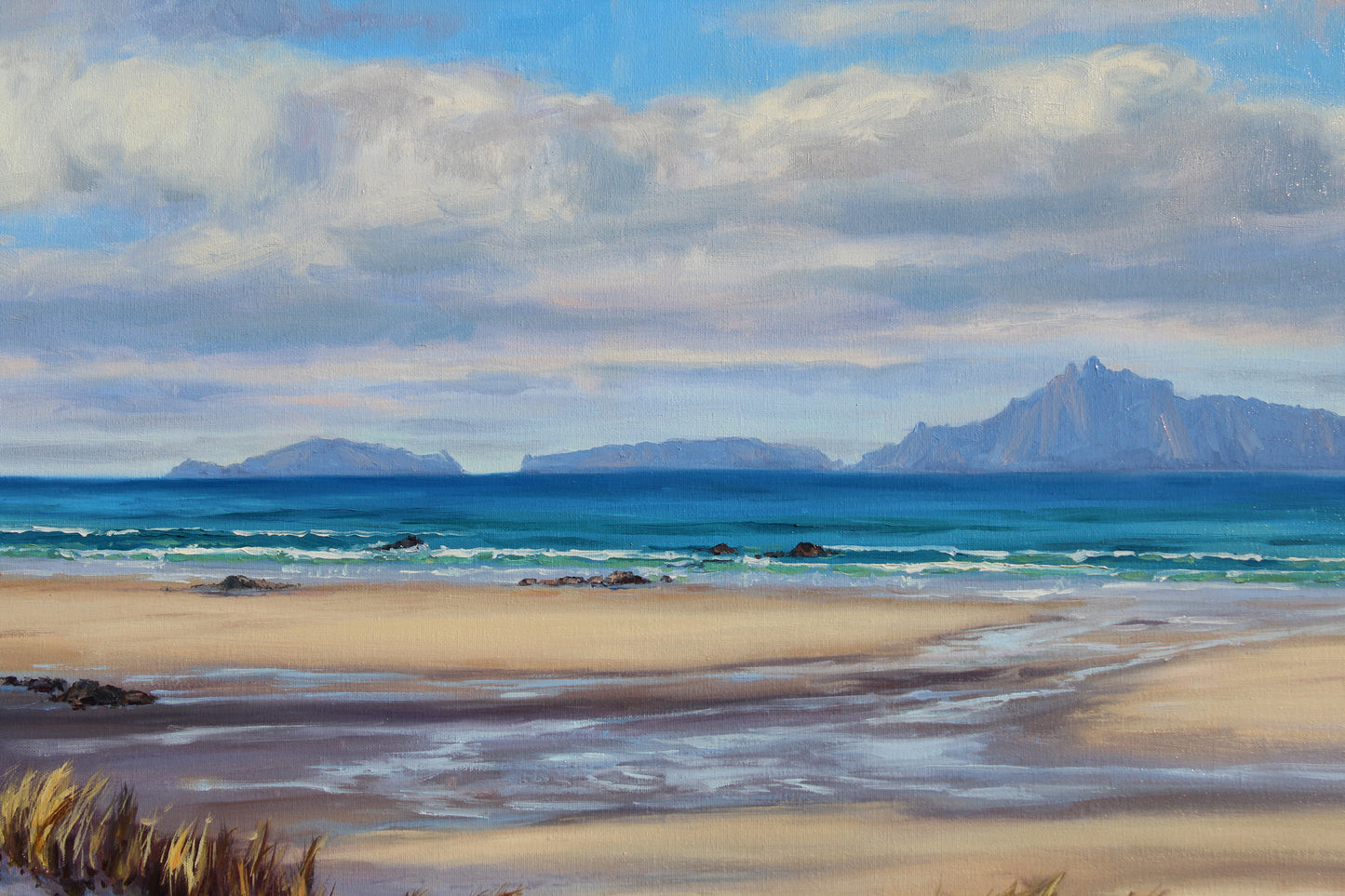 Mangawhai Heads Beach, Original 30" x 40" New Zealand Landscape Oil Painting