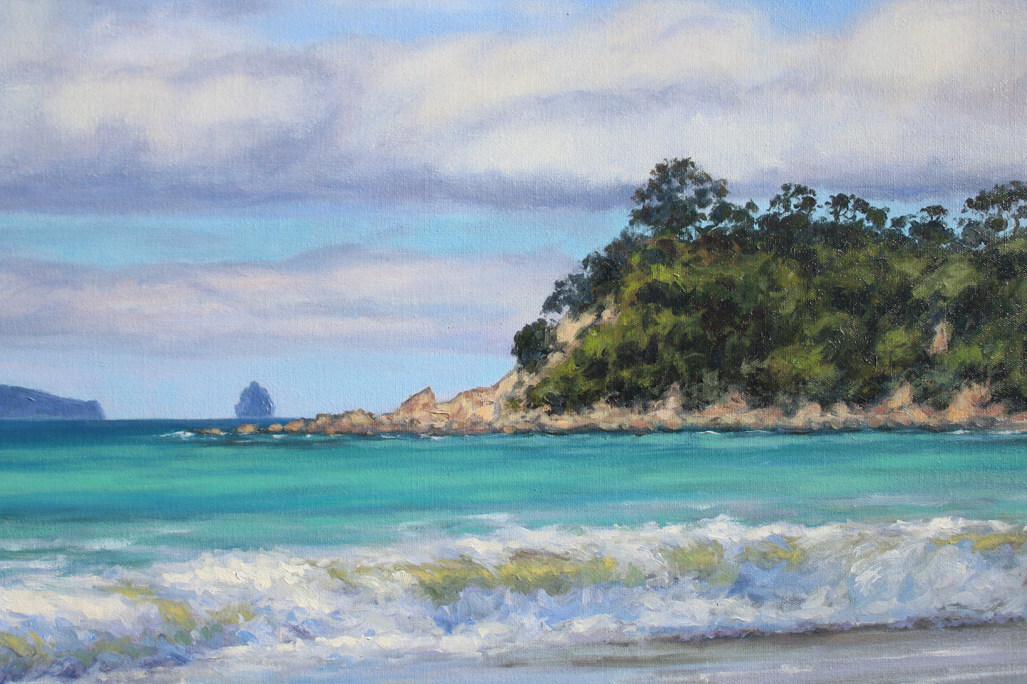 Langs Beach, New Zealand, Original 30" x 40" New Zealand Landscape Oil Painting
