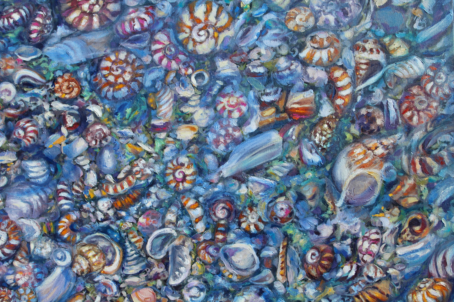 Tide Pool IV, An Original 40" x 60" Highly Detailed Seashell Oil Painting On Canvas