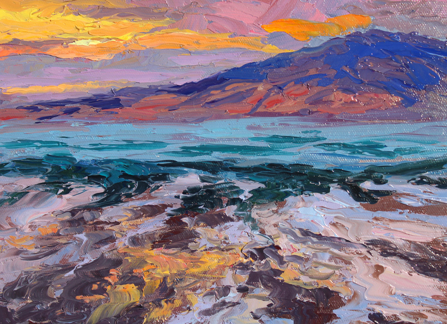 Lahaina Sunset, An original 12" x 10" Hawaiian Seascape Oil Painting On Canvas Panel