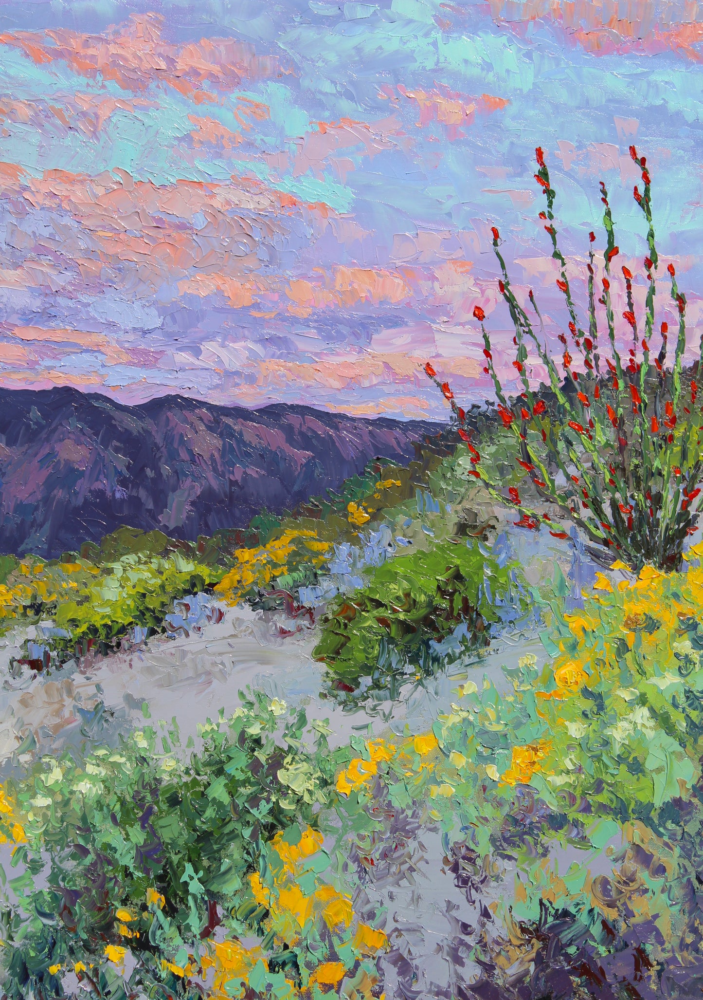 Desert Glow, 30" x 40" Original Desert Landscape Oil On Canvas