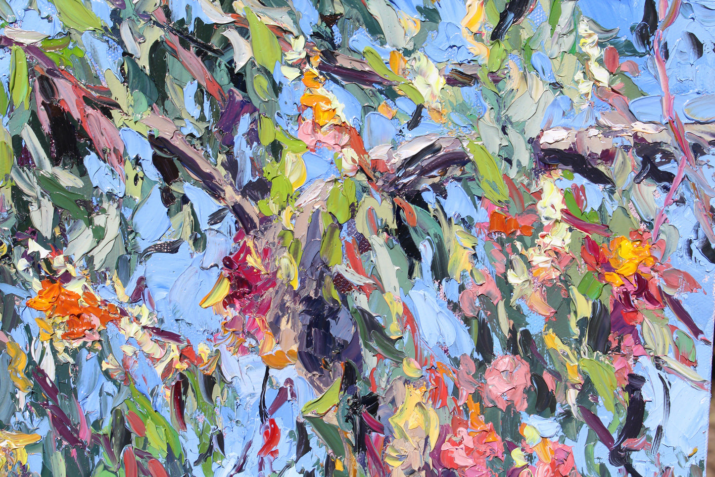 Eucalyptus Blossoms, Original 11" x 14" Garden Landscape Gum Tree Painting