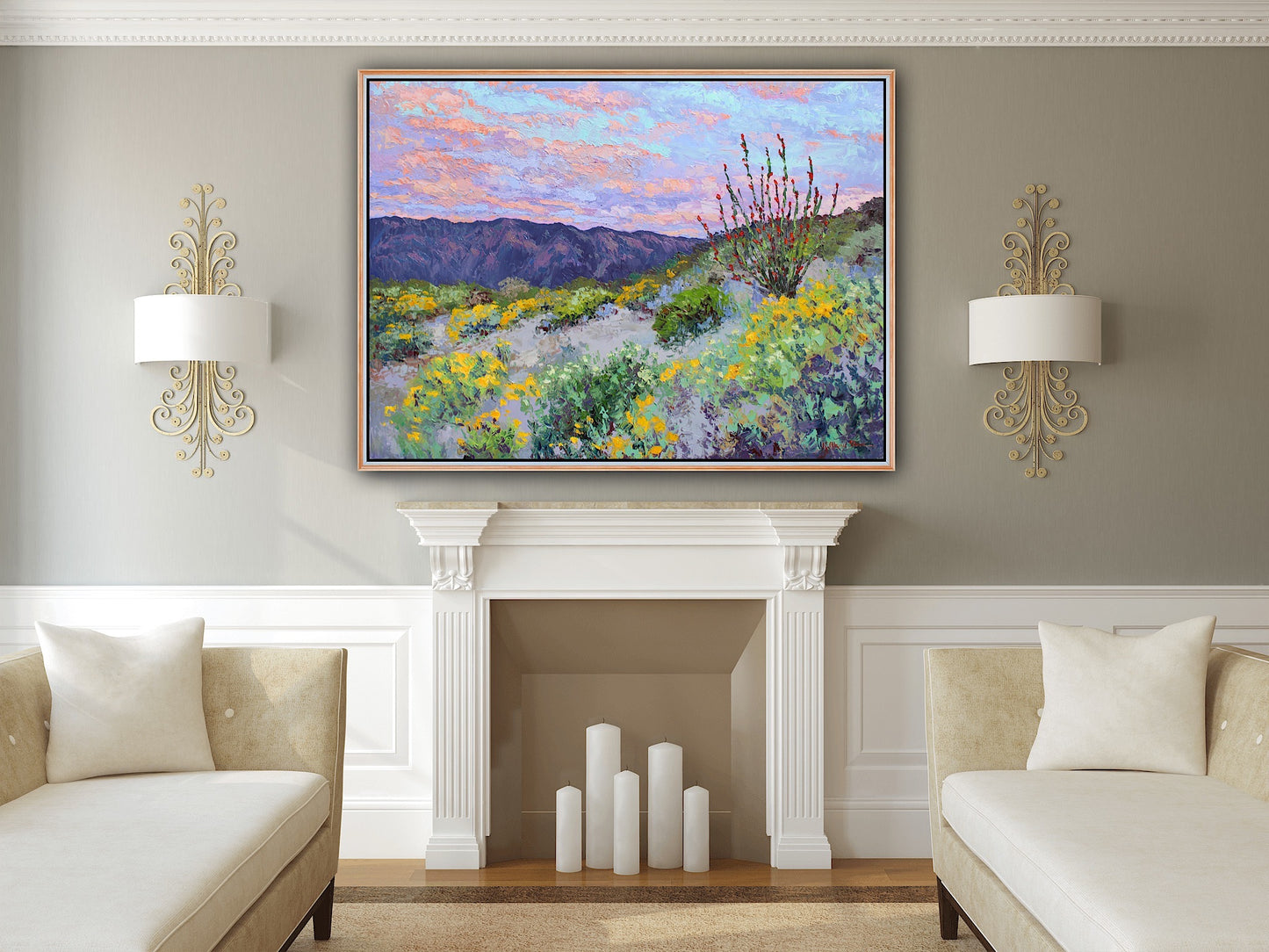 Desert Glow, 30" x 40" Original Desert Landscape Oil On Canvas